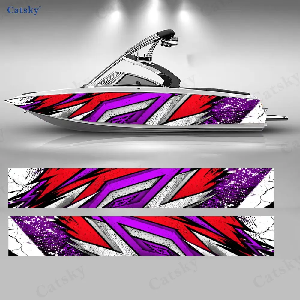 

2Pcs Cracked Lightning Boat Stickers, PVC Waterproof Durable Vinyl Wrap Decals for Fishing Boats, Durable and Stylish Design