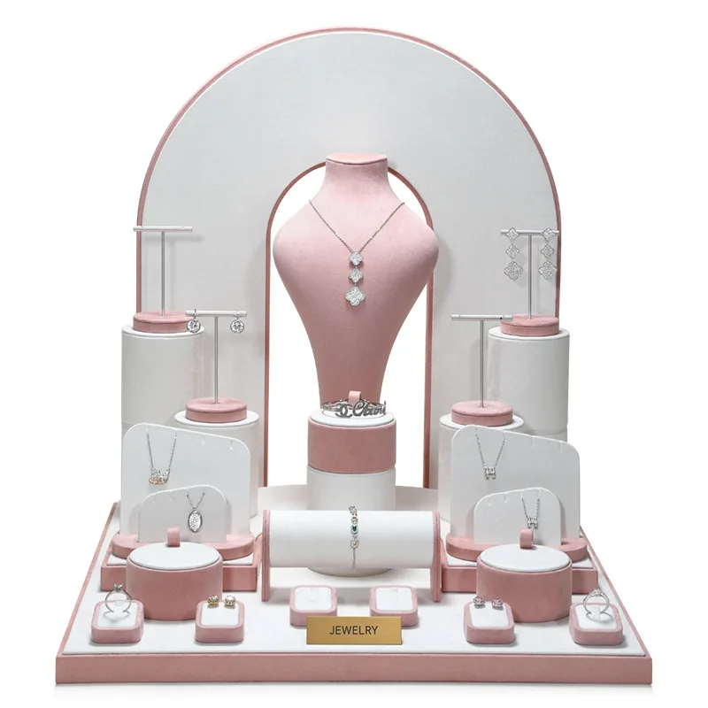 Pink Jewelry Display Stand Window Display Ring Earring Necklace Display Prop