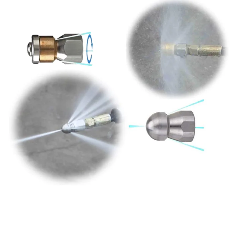 High Pressure Washer Sewer Jetter Nozzle for Drain Cleaning Hose, Button Nozzle and Rotating Sewer Jetting Jet