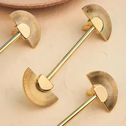 Solid Brass Fan Shaped Cabinet Handles Polished Gold Drawer Wardrobe Pulls Kitchen Cabinet Door Knobs Luxury Furniture Hardware