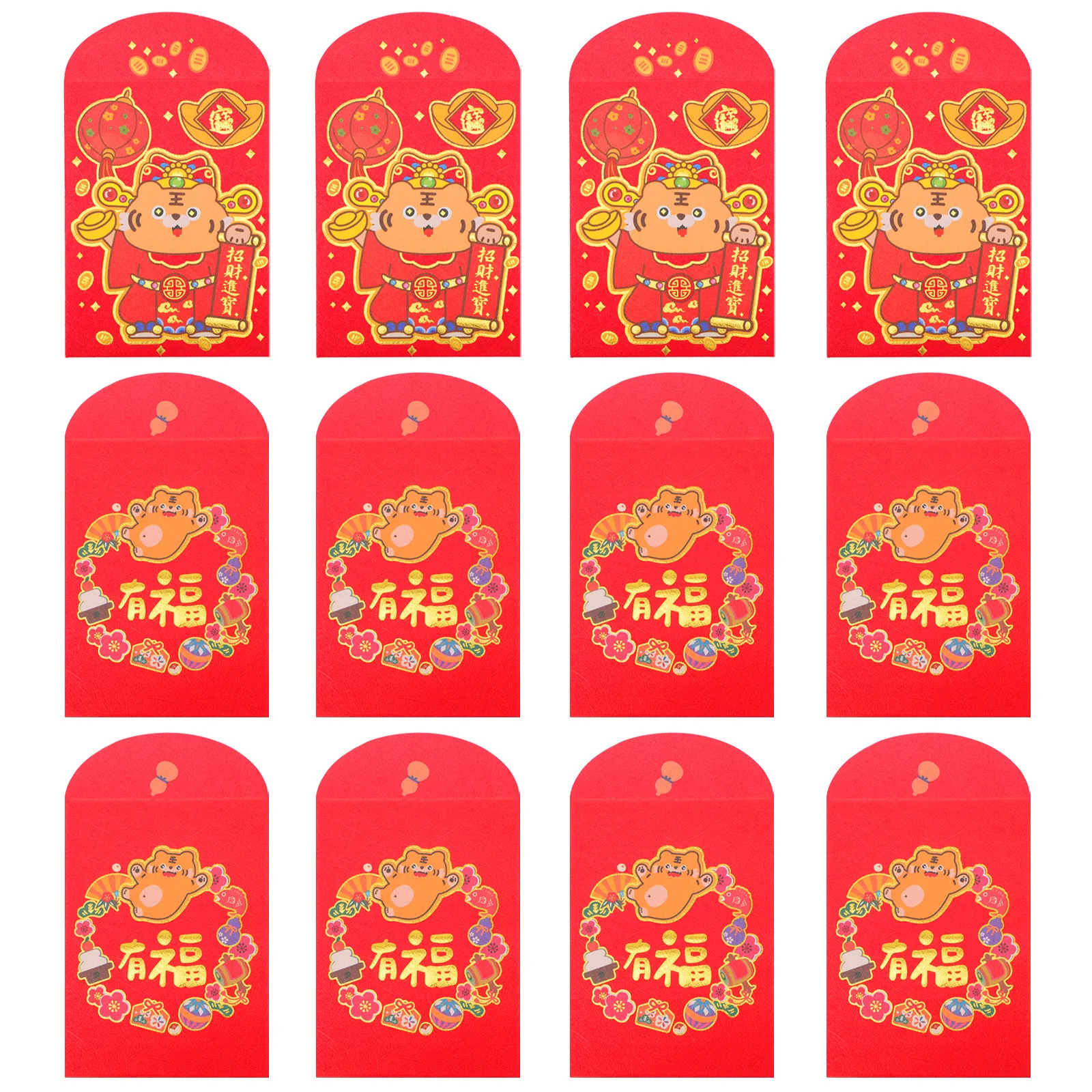 

18 шт. премиум-класса бумажных красных конвертов для подарков на Китайский Новый год 2022 года, Года Тигра, на Весенний фестиваль, денежные пакеты с мультяшным тигром