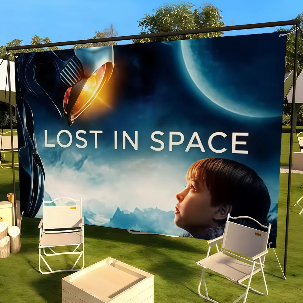 فيلم L-Lost in S-Space العلم مناسب لغرفة النوم في الهواء الطلق هدية ديكور الحفلات نزهة التخييم #6