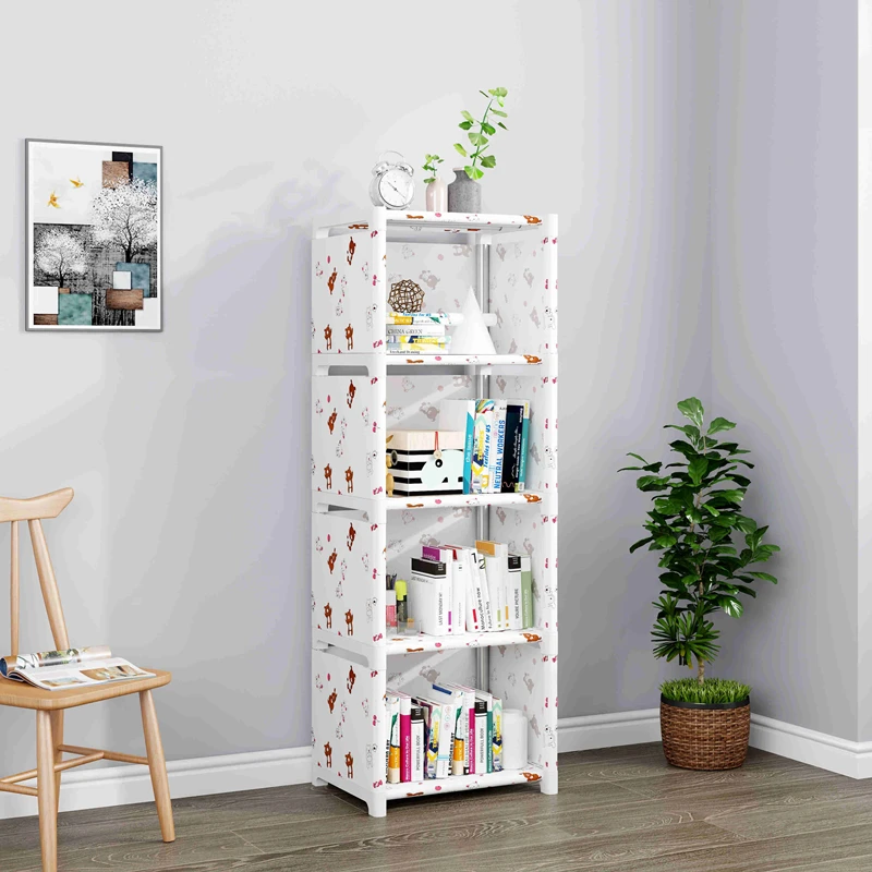 

Simple Bookcase Floor Standing Fabric Bookshelf Large Capacity Multi-layer Sundries Storage Combination Cabinet Home Furniture