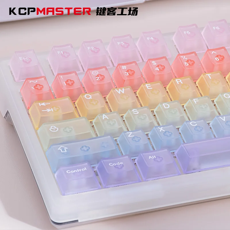 

124 клавиши Cherry Profile Candy Rainbow Theme УФ-процесс, прозрачные колпачки для клавиш, набор ПК для механического переключателя, клавиатура для периферийных устройств