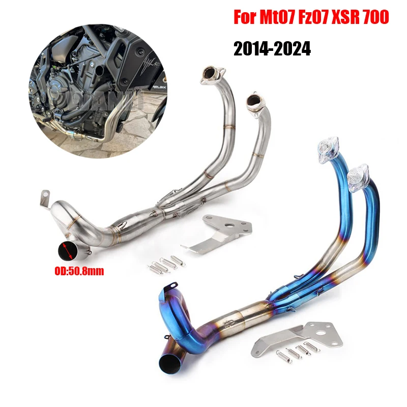 Front Link Pipe Motorcycle Full System Exhaust Escape Slip On For Mt07 Fz07 Mt Fz 07  Xsr700  2014 - 2024