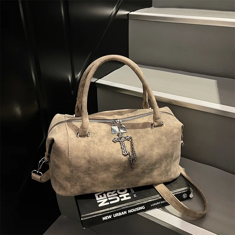 المرأة الكورية فاسق دراجة نارية برشام حقيبة 2025 الخريف الشتاء جديد واحد الكتف Crossbody حمل حقيبة موضة عادية تخفيف الاستخدام اليومي #2