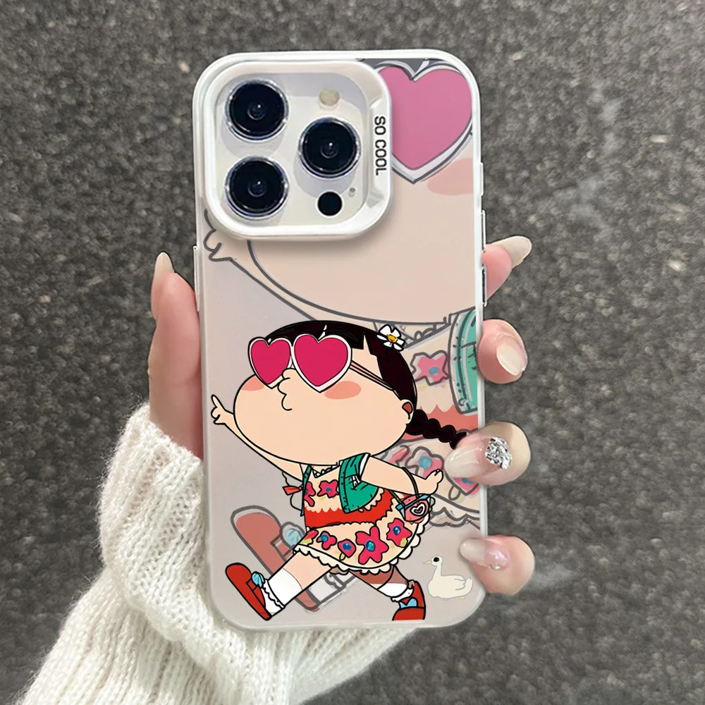 Happy girl with duck Phone Case For iphone11 12 13 14 15 16 Pro Max Plus  fashion laser colorful silver IMD cover