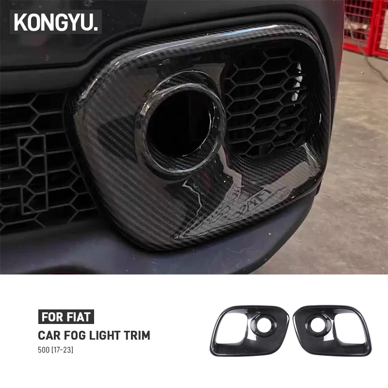 

Real Carbon Fiber For Fiat 500 Abarth 595 695 2017-2023 Car Front Fog Light Fanel Trim Cover Sticker Decoration Accessories