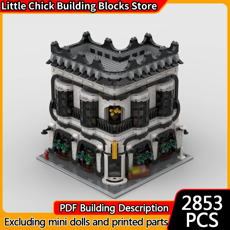 

Street View Model MOC Building Bricks Vinyl Record Store And Office Modular Technology Children Holiday Gifts Assemble Toys Suit