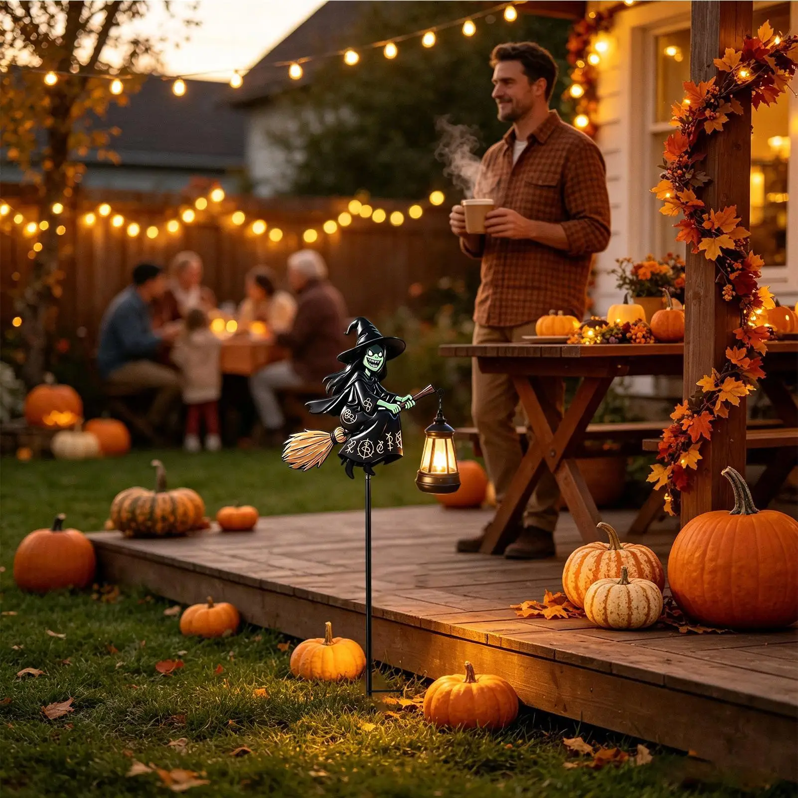 Halloween Garden Stake Light Solar-Powered Waterproof Colorful Automatic Halloween Porch Garden Decoration Lights For Patio