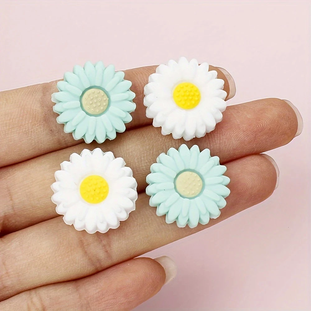 25/54-teiliges Gänseblümchen-Silikonperlen-Set, perfekt für DIY-Handarbeiten wie Schlüsselanhänger, Halsketten, Armbänder usw. – Detail 5