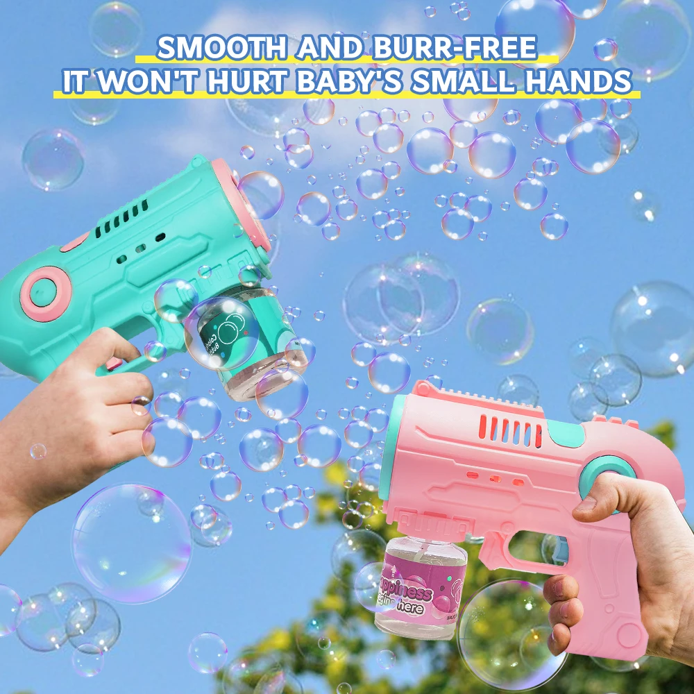 2 paquetes de pistola de burbujas, fabricante automático de burbujas con 10 agujeros/iluminación, juguete para hacer burbujas para niños/mascotas. Regalos para cumpleaños/fiesta/bodas