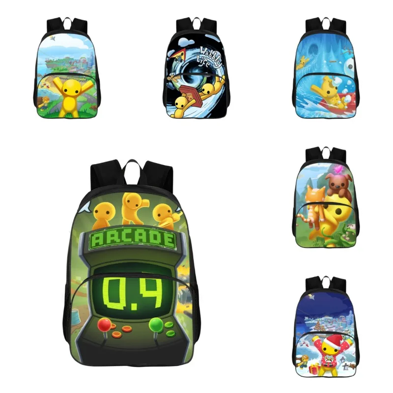 

Рюкзак серии Hot Game Wobbly Life с мультяшным принтом для мальчиков и девочек, легкий и большой вместительный рюкзак