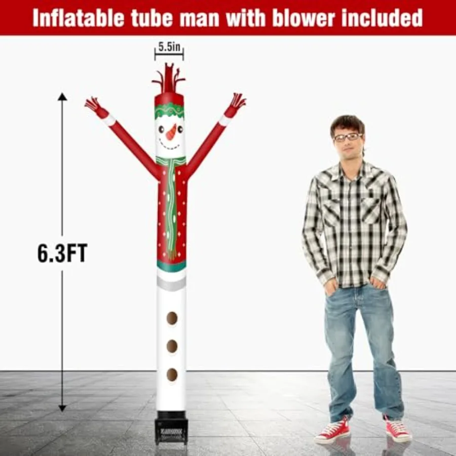 6 Feet Inflatable Tube Man Snowman For Outdoor Business Advertising Promotion Weather-Resistant Blower And Built-In LED White P