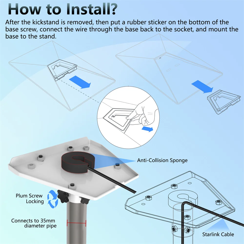 Imagem -05 - Long Wall Instalado Conexão Rod Mount Paredes de Adaptador de Telhado Metal Standard Bracket Connector Apto para Starlink Gen v3