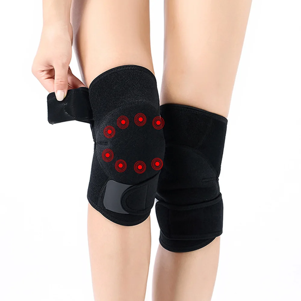 1 Pair Adjustable Tourmaline Self Heating Knee Brace Sleeve, Magnetic Therapy Knee Pad Support Patella Stabilizer