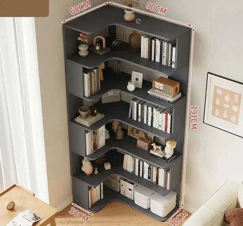 Modern Multi-layer Bookcases for Study Solid Wood Corner Storage Bookcase Light Luxury Simple Household Bookshelf for Library image 3