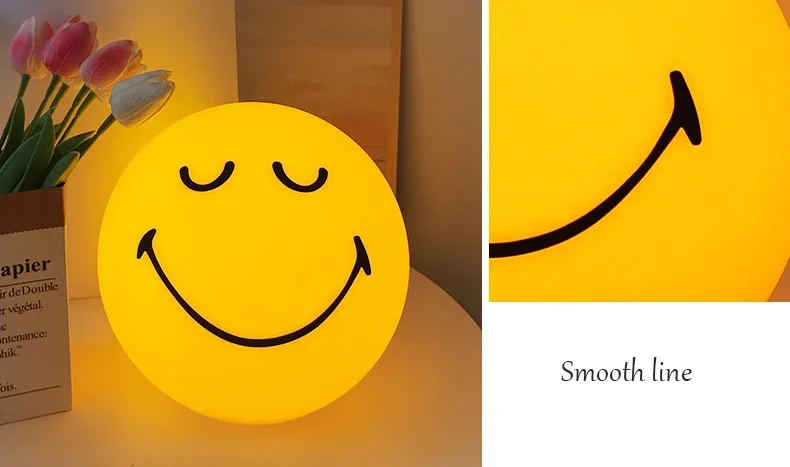 Squint/Wink Sphere Lamp Atmosphere Smile Light Dimmable USB Rechargeable or USB Plug-in Smiling Night Light for Home Decoration