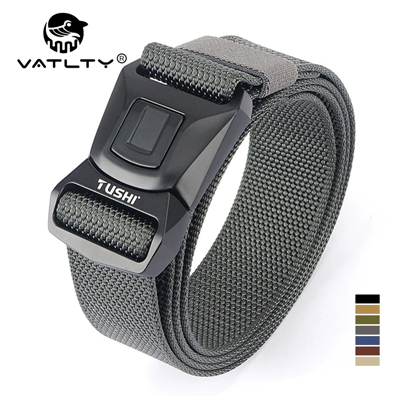 

VATLTY настоящий нейлоновый повседневный ремень для мужчин с металлической пряжкой, быстросъемный военный тактический ремень, коричневый регулируемый джинсовый ремень, мужские ремни