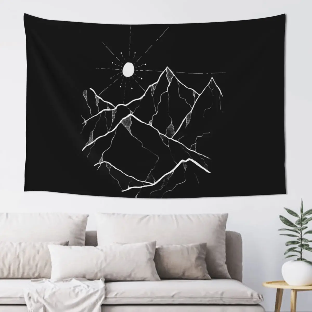 

The white sun over the dark mountains Tapestry Wall Art Wall Tapestries Wall Decoration Tapestry