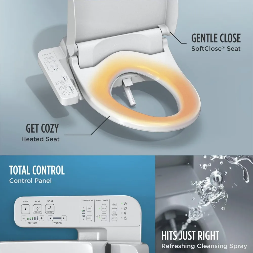 WASHLET A2 Electronic Bidet Toilet Seat with Heated Seat and SoftClose Lid, Elongated, Cotton White - SW3004#01