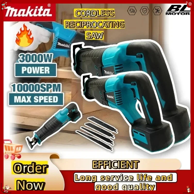 

Аккумуляторная сабельная пила Makita, портативная бесщеточная пила с 4 пильными полотнами для аккумуляторов Makita
