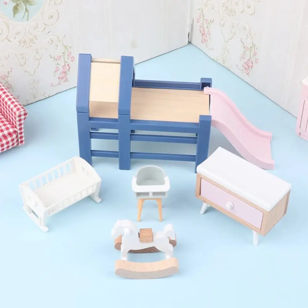 1:12 Dollhouse Wooden horse Toy Dollhouse Trojan Horse Simulation Dining Chair Model Miniature Simulation Dollhouse Furniture