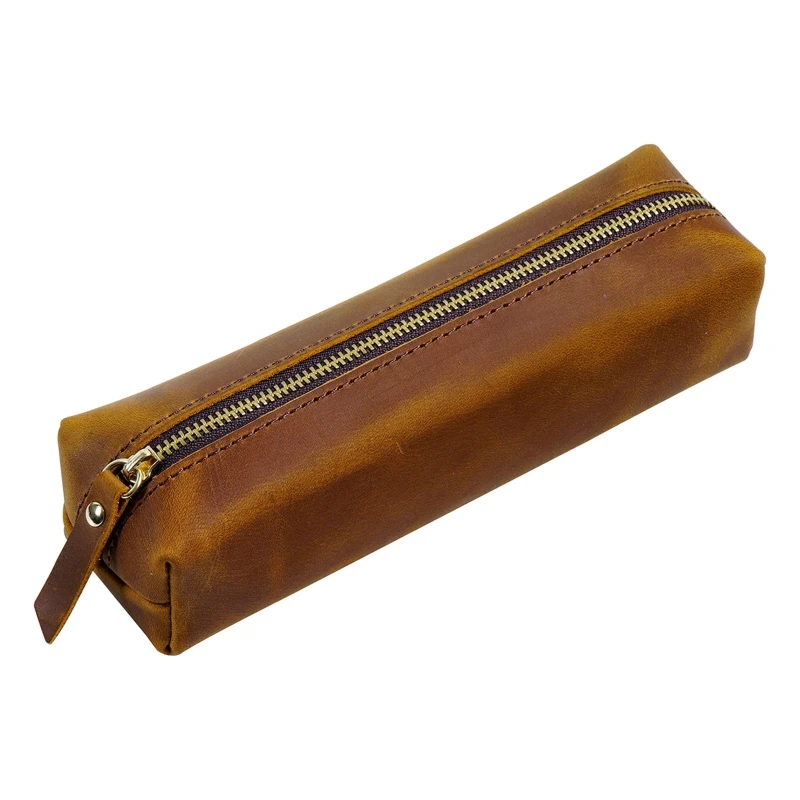 빈티지 가죽 펜 케이스 홀더, 마커 연필 파우치, 메이크업 정리 지퍼 문구 가방, 친구, 대학생, 성인