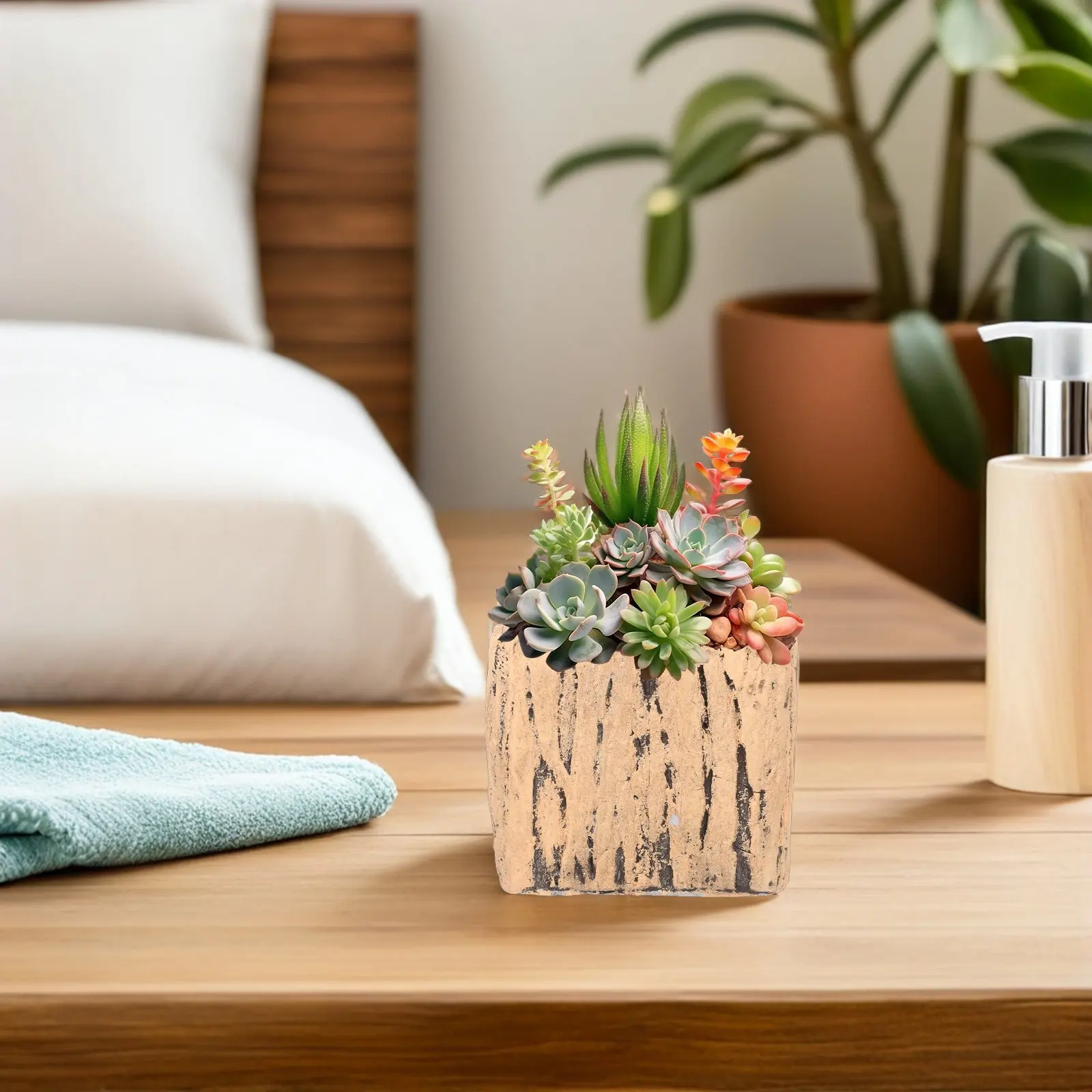 Mini Plant Pot Cement Planter Square Concrete Flower Stylish Indoor Outdoor Use Breathable Drainage