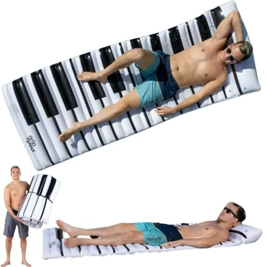 

Inflatable Mat Pool Floats for Adults, Extra Large 70"x33" Roll Up Mattress Lounger Floatie, Pool Float Mat Flat Tanning with P