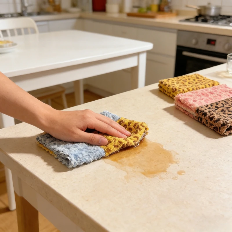 4pcs Retro Colored Leopard Print Cleaning Cloths | Polyester Square Towels for Dishwashing, Wiping Tables,Kitchen Towel