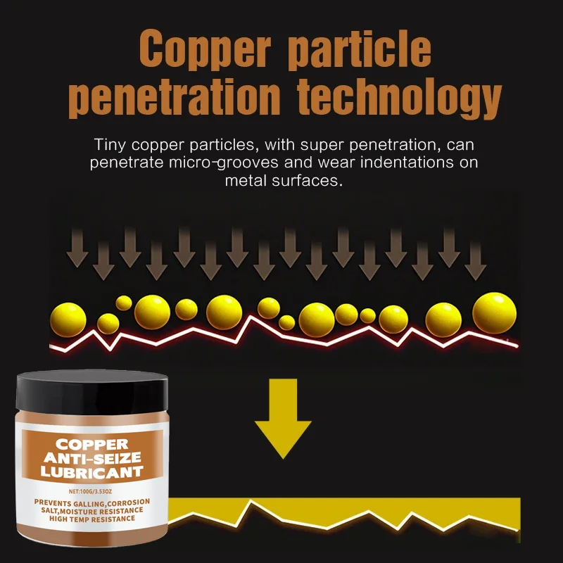 Graxa de cobre antiaderente 50/100g, graxa para manutenção automotiva, lubrificante versátil para freios de carro