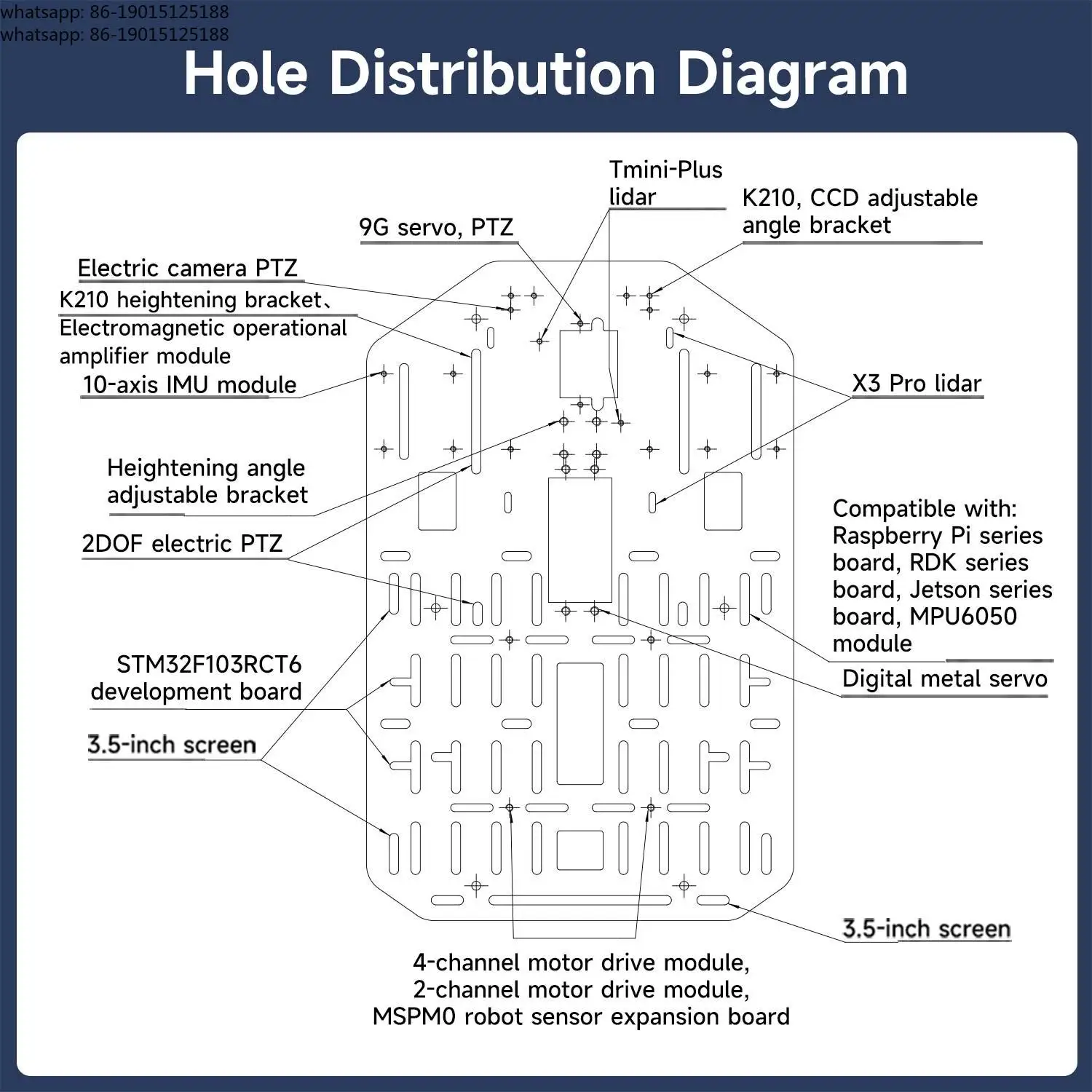 Smart Robot Car Chassis Bracket 2mm Aluminum Alloy Frame Upper Plate for DIY Robotics Development Supports Multi-layer Stacking