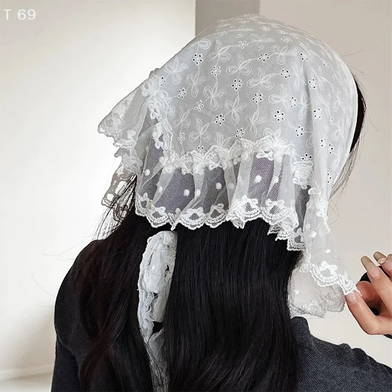 

Western Style Mixed Overlapping Triangle Scarf Half Body Skirt Butt Curtain Female Korean Lace Headband Triangle Scarf Headscarf