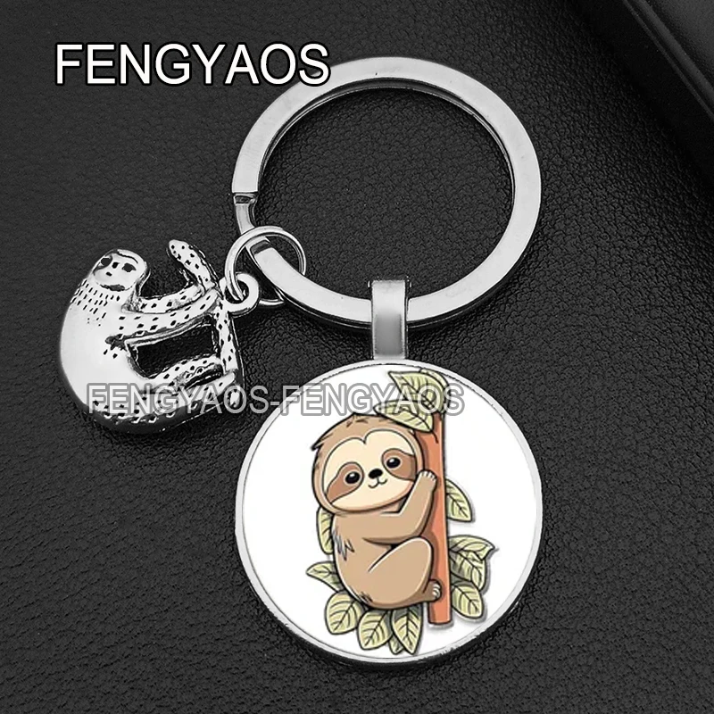 Cute Sloth Keychains for Door Climbing Tree Animal Keychain for Key Purse Bag Keyring Gift for Kids