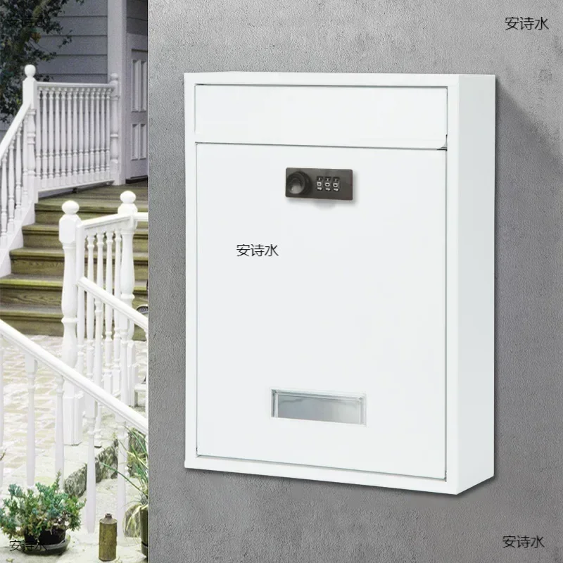 Heavy-Duty Metal Locking Mailbox with Key Lock for Home Office Gate Outdoor Weatherproof Message Storage with Newspaper
