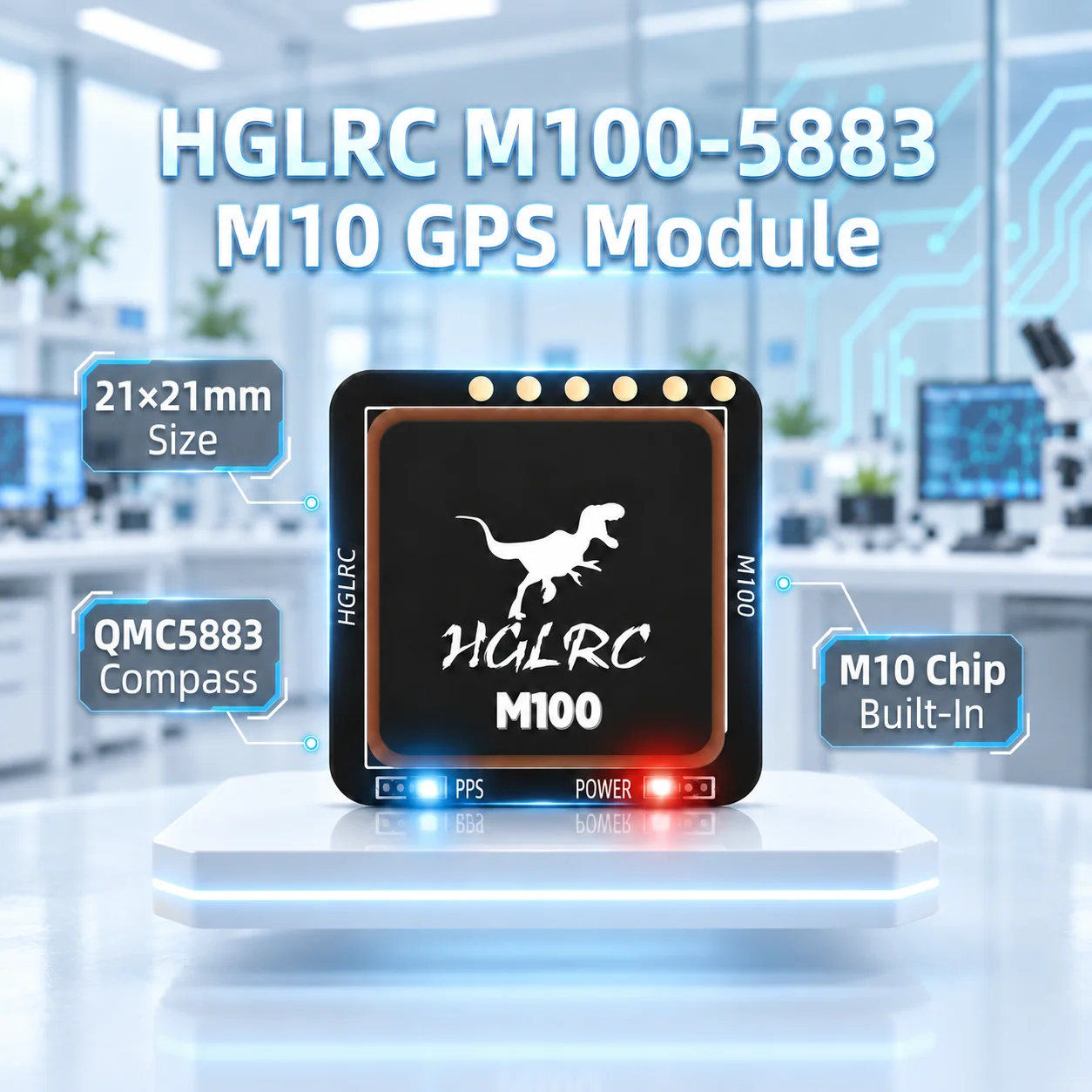 HGLRC M100-5883 FPV GPS-Modul mit Kompass M10 72CH 10Hz 115200bps 21x21mm für Langstrecken-FPV-Drohnen Betaflight INAV GPS-Rettung