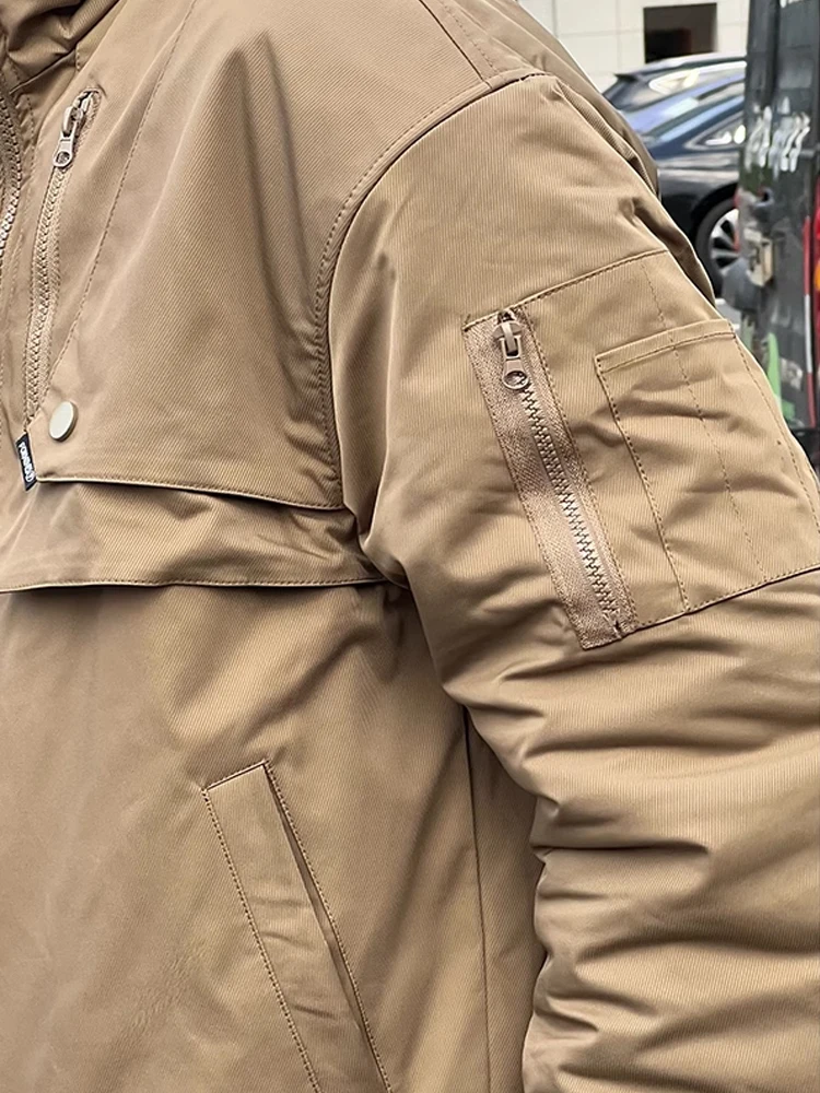 سترة طيران أمريكية كلاسيكية من القطن، معطف عمل قصير للرجال، سترة شتوية سميكة، ياقة واقفة، ألياف بوليستر نظيفة وملائمة.