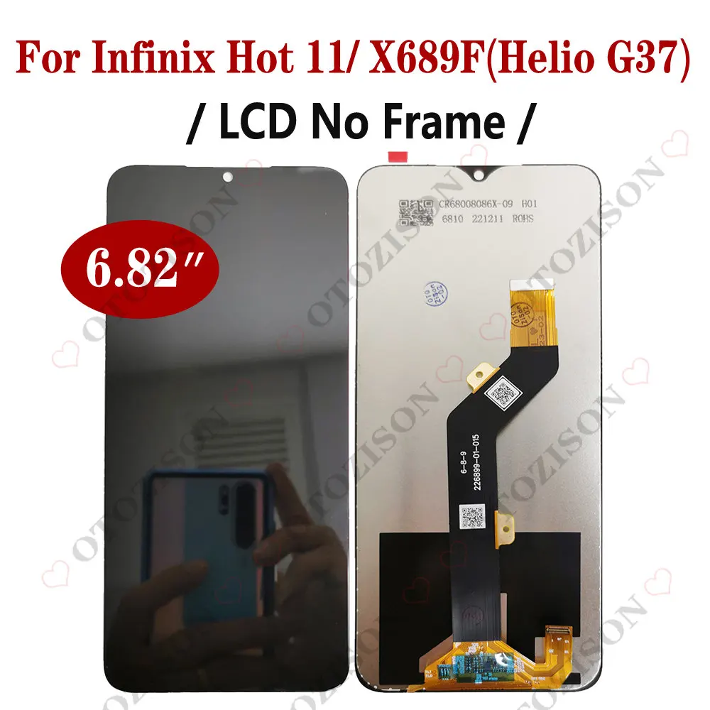 For Infinix Hot 11 X689F LCD Display With Frame X662 X662B Screen Touch Digitizer Sensor Assembly Replacement Hot11 LCDs Parts