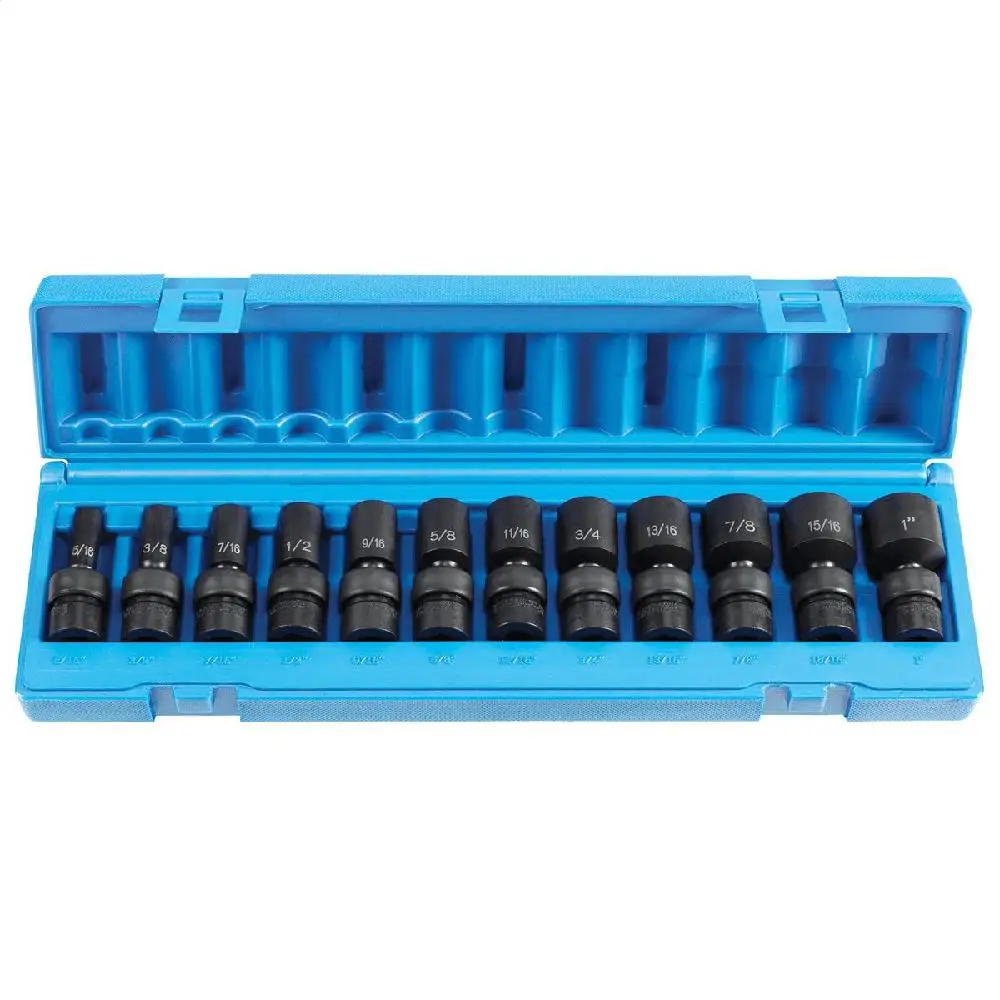 12pc 3/8 Drive Semi Deep Impact Socket Set Mechanics Tools Universal Heavy Duty Kit 1212USD