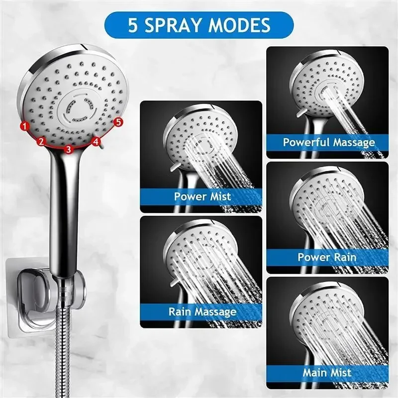 Modern 12-Inch Rain Shower Head with Handheld Spray 11-Inch Extension Arm 6 Settings Anti-Leak Design Built-in Power