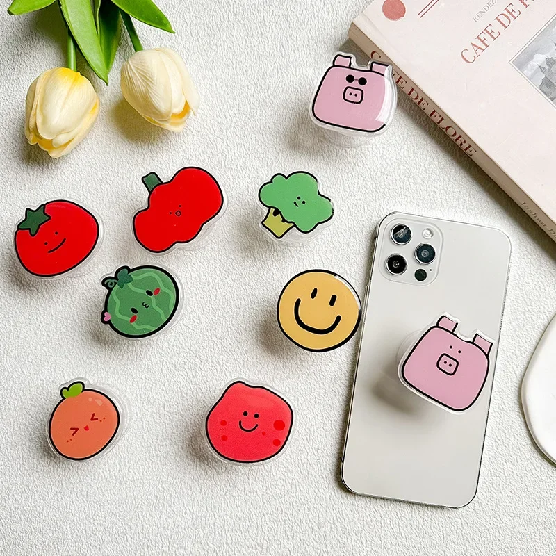 

Finger Grips Tok Pop Grip Sockets Phone Holder 3D Mobile phone holder cartoon cute fruit expression smiling face