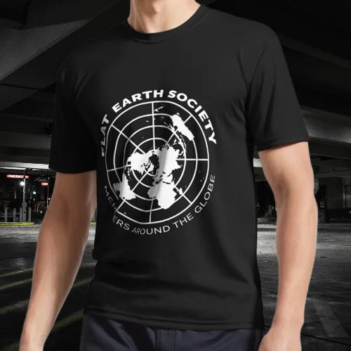 Flat Earth Society - Members Around The Globe Active T-Shirt Funny Size S to 5XL