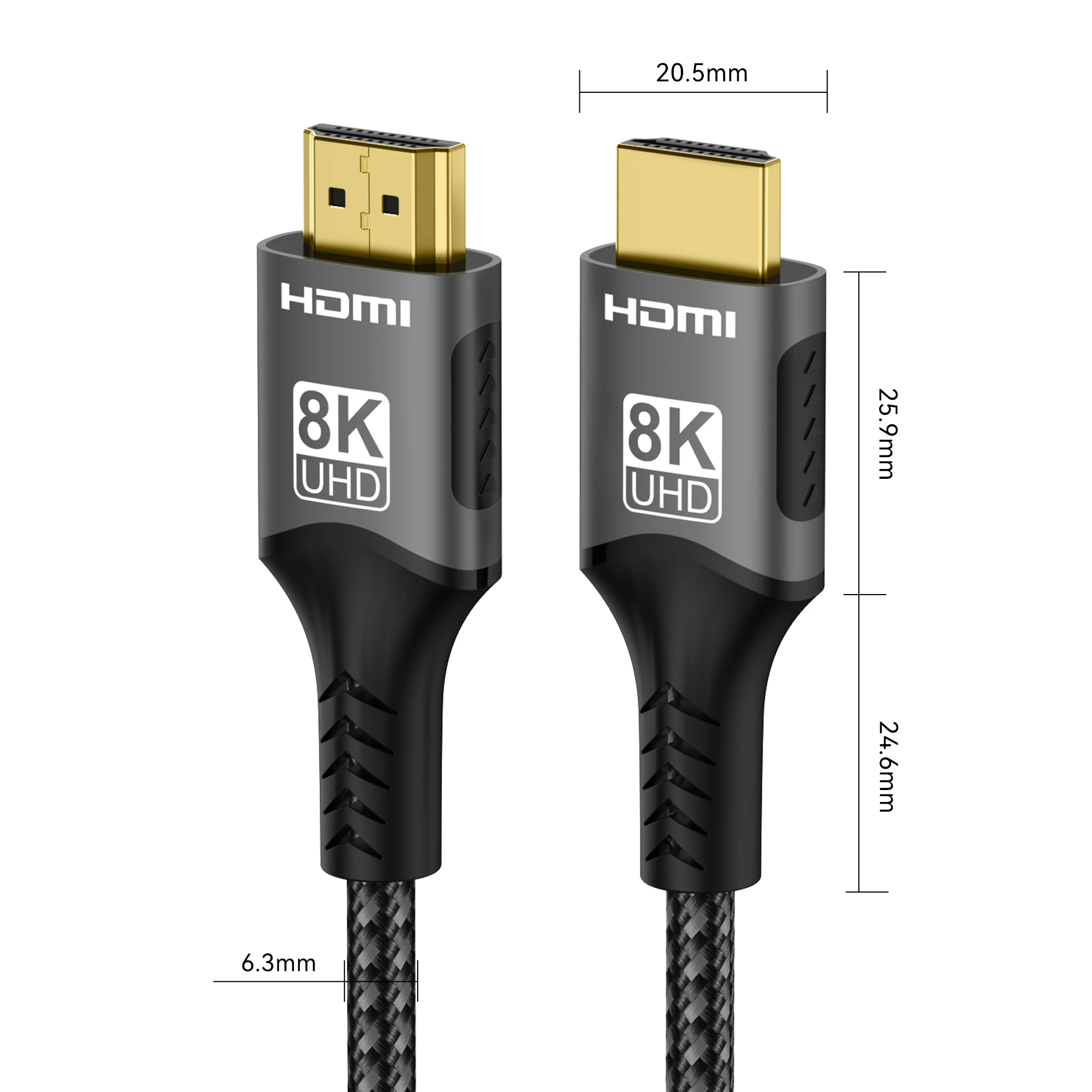 كابل 8K HDMI 2.1 فائق السرعة يدعم 8K@60 هرتز 4K@120 هرتز كابل متين مضفر من النايلون لأجهزة الكمبيوتر المحمول المتوافقة/PS5 Xbox HDTV