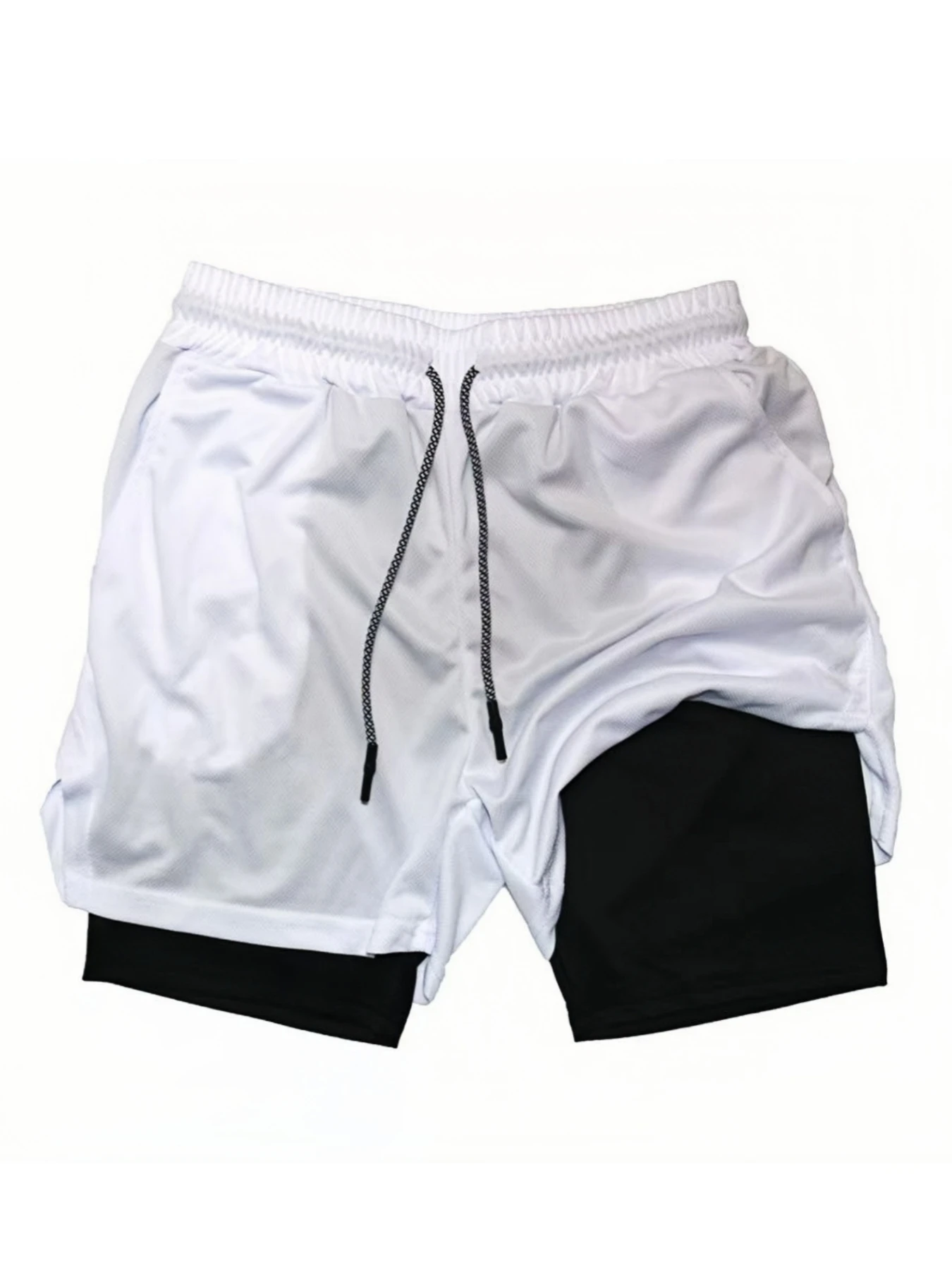 Men's Double Layer Fitness Shorts 2 in 1 Men Fitness Gym Training Sports Shorts Quick Dry Workout Jogging Double Deck Summer