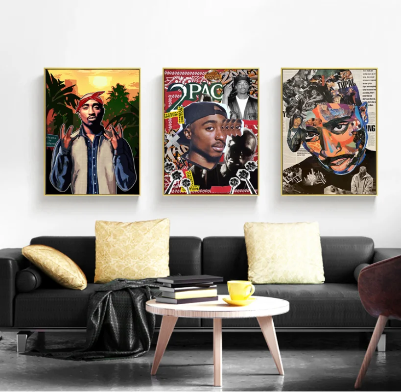 Famous Hip Hop Rapper 2PAC Tupac Star Poster Canvas Painting and Print Aesthetic Pop Poster Wall Art Picture for Room Home Decor