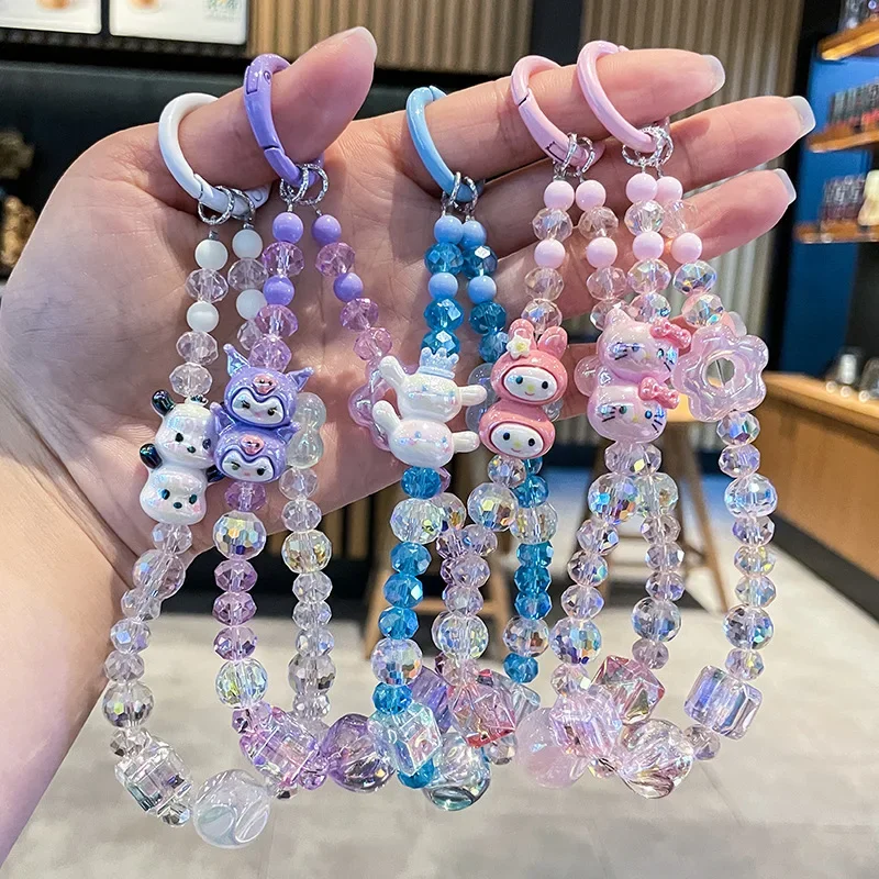 

Kawaii Sanrio Hello Kitty Phone Pendant Fashion Anime Cartoon Kitty Beaded Phone Case Chain Keychain Backpack Accessories Gift