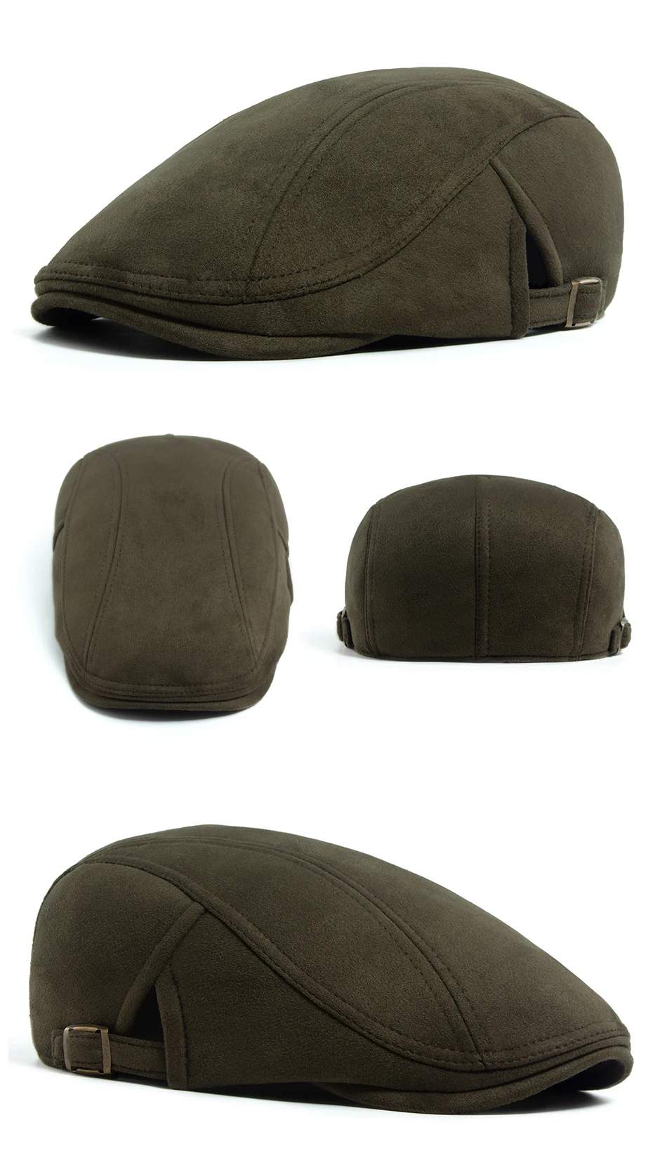 Herbst Winter Faux Wildleder Baskenmütze Mode Frauen Männer Retro Zeitungsjunge Mütze Casual Flache Visier Hut Berets Seite Schnalle Für Einstellbar Neue – Detail 9