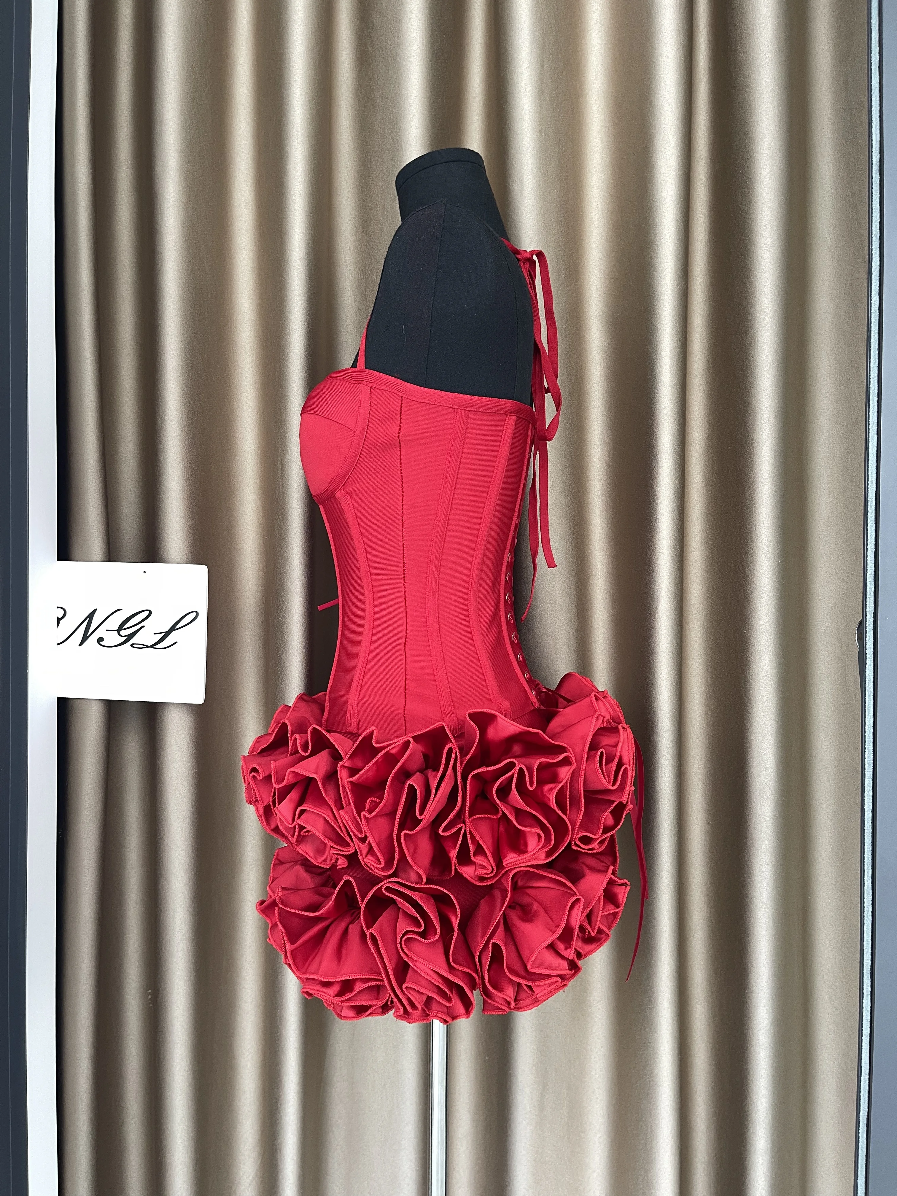 المرأة الأزهار تنورة قطعتين ضمادة مجموعة مثير الرسن الديكور مشد التنانير العليا الدانتيل متابعة الدعاوى المشاهير حفلة كوكتيل الزي #4