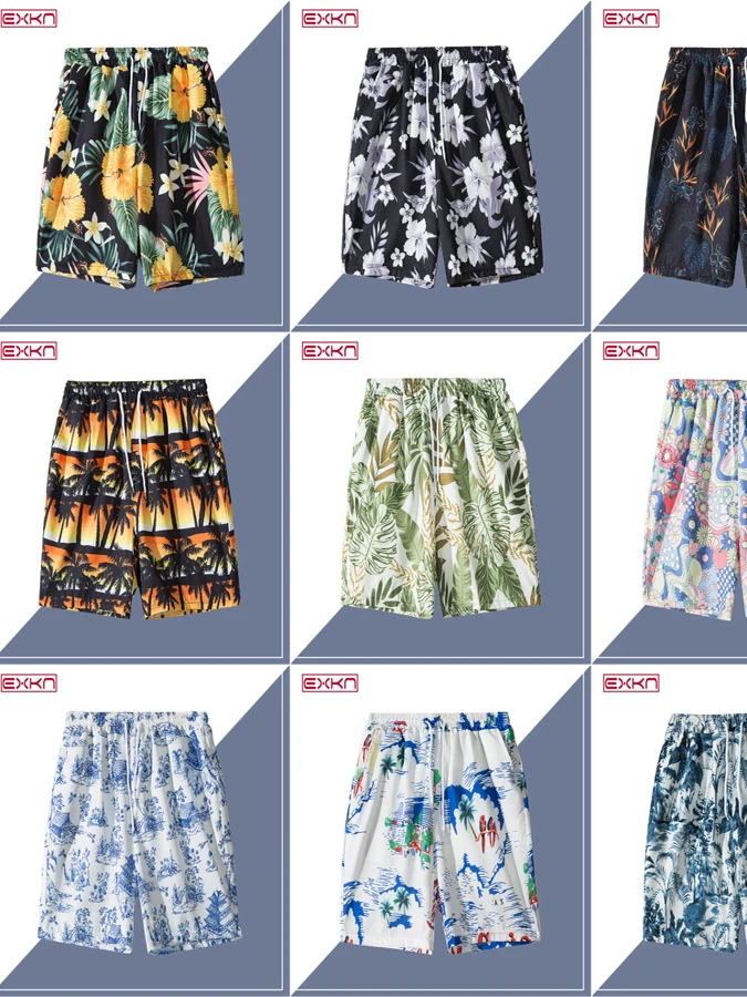 

Summer Casual Print Beach Men's Loose Fit orts Qui Dry Sport Five-Quarter Length Straight Leg Pants Youthful Vitali Sle